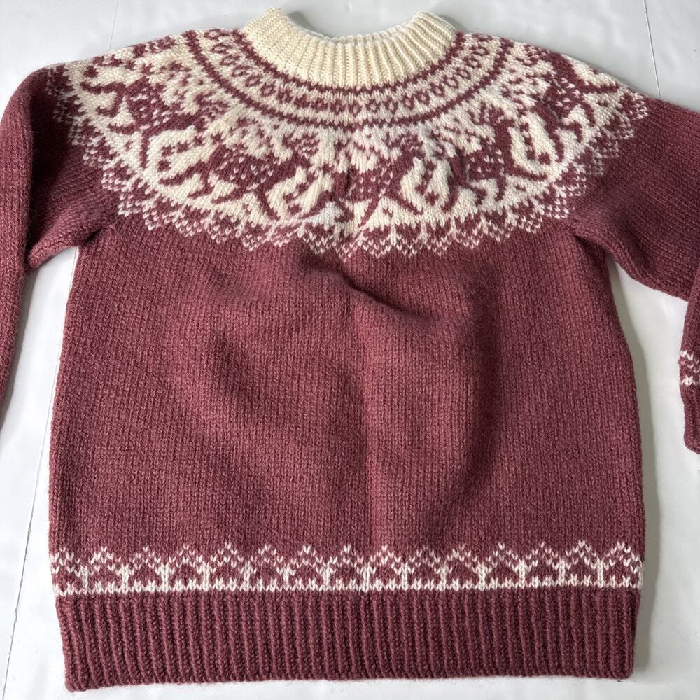 Vintage Dale Of Norway Pure New Wool Maroon White Knit Sweater Adult Size L 52
